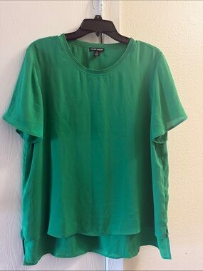 Hilary Radley Emerald Green Double-Layer Chiffon Top
